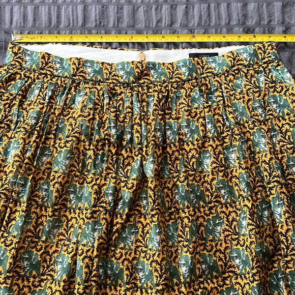 J. Crew Elephant Print Green Yellow and Black Cotton Skirt Womens Sz 16 - Picture 11 of 15